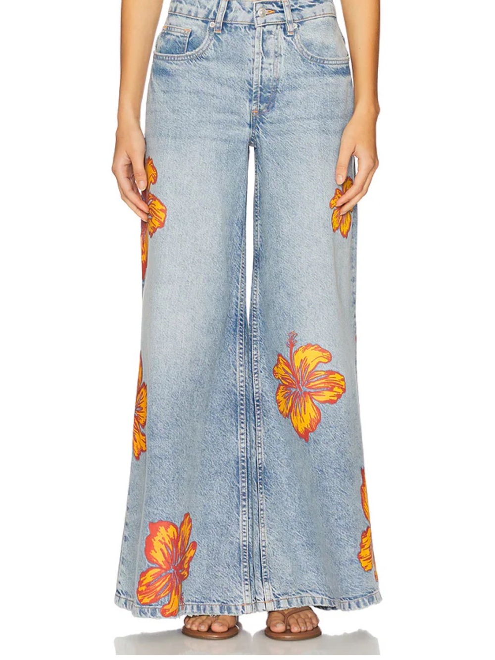 Palisades Wide Leg Jeans in Flower Power